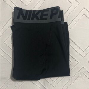 Nike Black Compression Shorts with Gray Waistband
